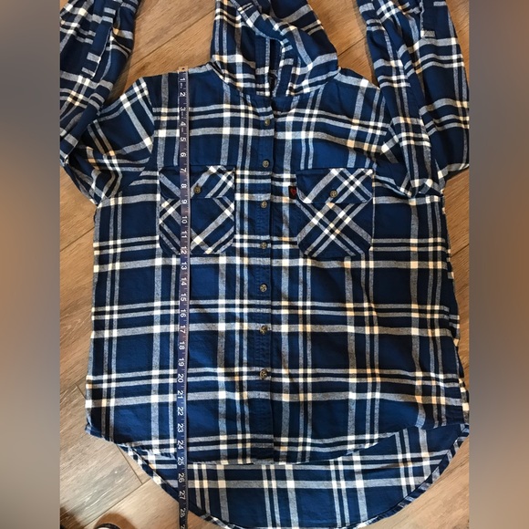 Body10Der❤️ Fleece Plaid Hoodie Button Down Womens Shirt - Picture 6 of 7